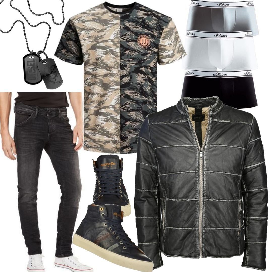 Maze Lederjacke Hospet schwarz Men Outfit für Herrenoutfits zum Nachshoppen  auf Stylaholic | Übergangsjacken