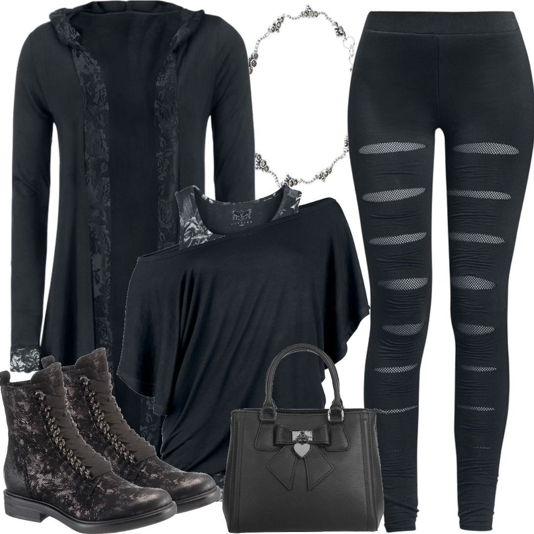 Black Premium Kapuzenjacke Von EMP - Rockige Damenjacke Mit Stylischen Schnürungen