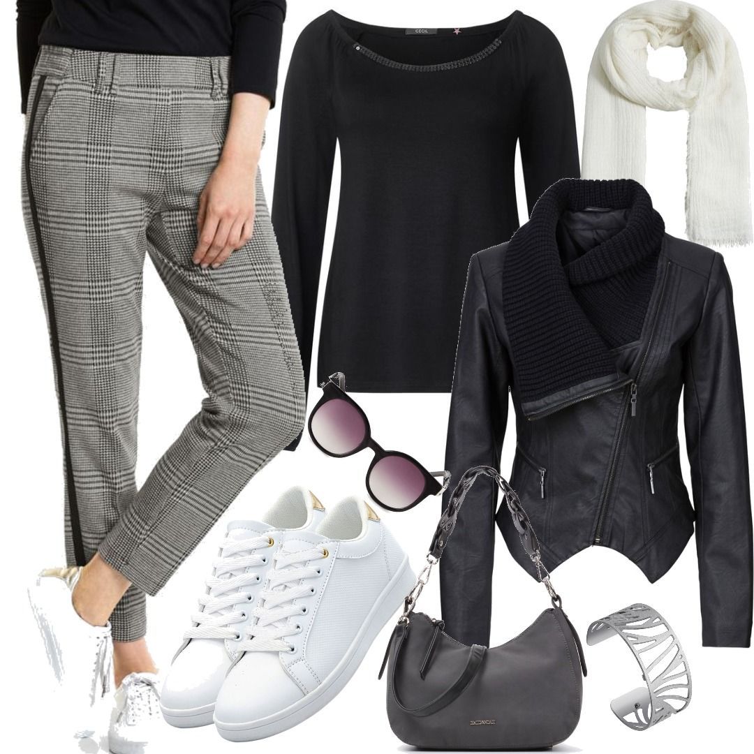 Cecil Casual Fit Karo Hose Tracey Black Schwarz Fur Damenoutfits Zum Nachshoppen Auf Stylaholic