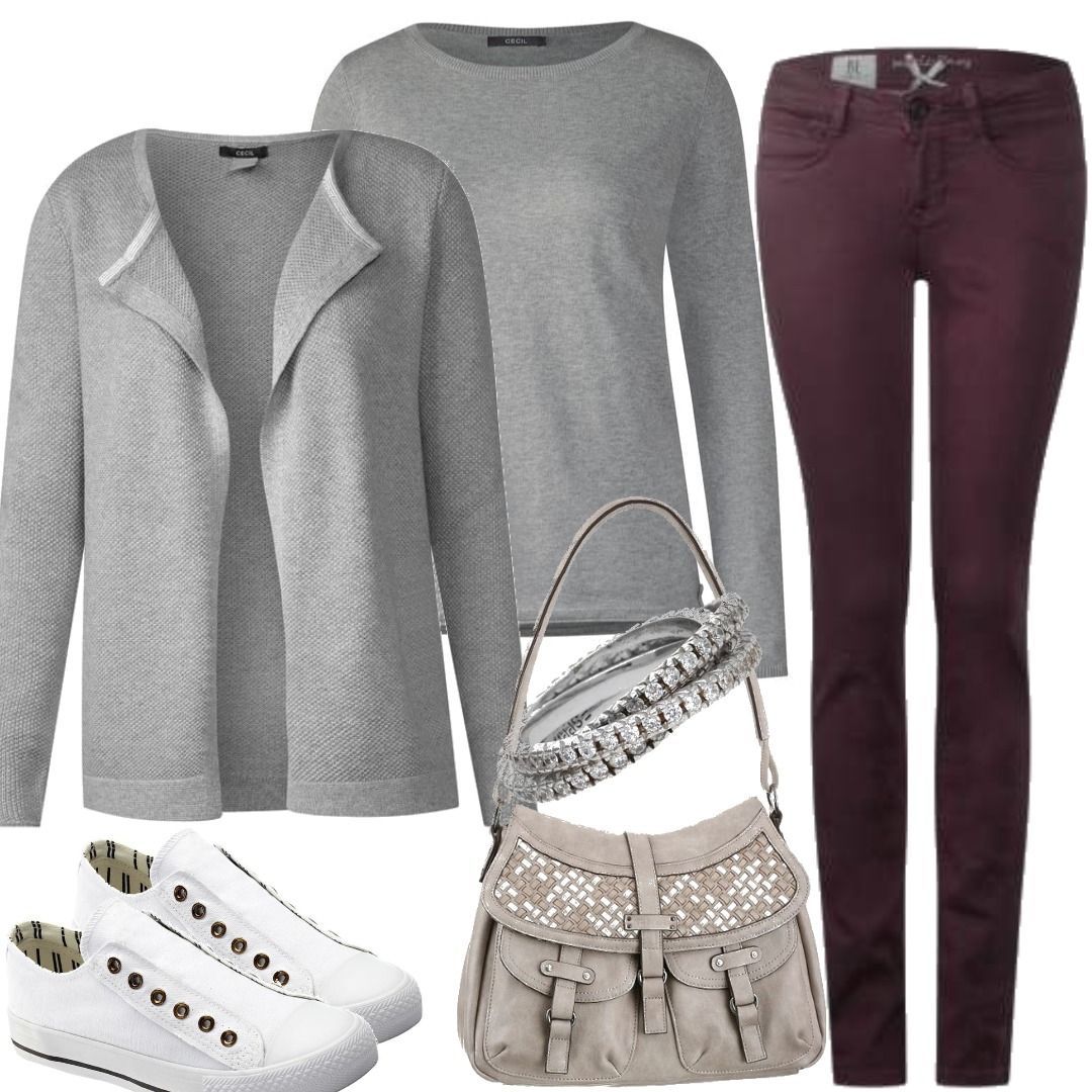 CECIL Softer Basic Pullover mineral grey melange Grau CECIL Strickjacke im Hoodie Style in Mineral Grey Melange