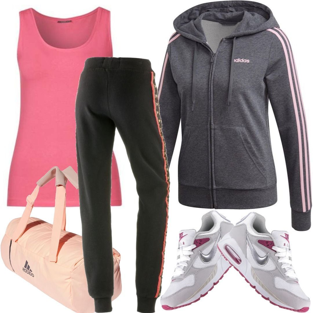 Adidas Essential 3S Full Zip Sweatjacke Outfit für Damen zum Adidas Essential 3S Full Zip Sweatjacke Outfit für Damen zum