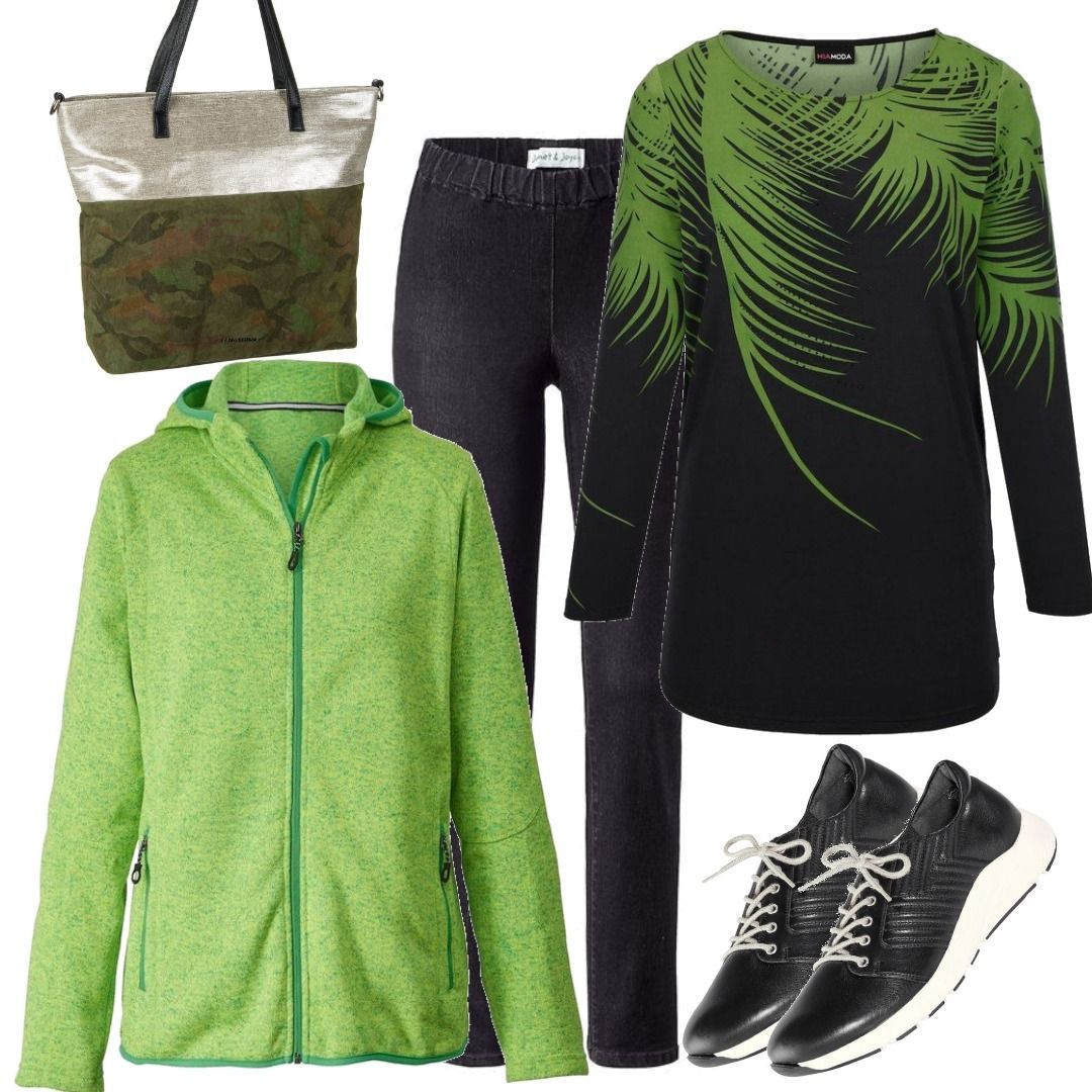 Große Größen Strick Fleece grün für Damenoutfits zum Nachshoppen auf  Stylaholic