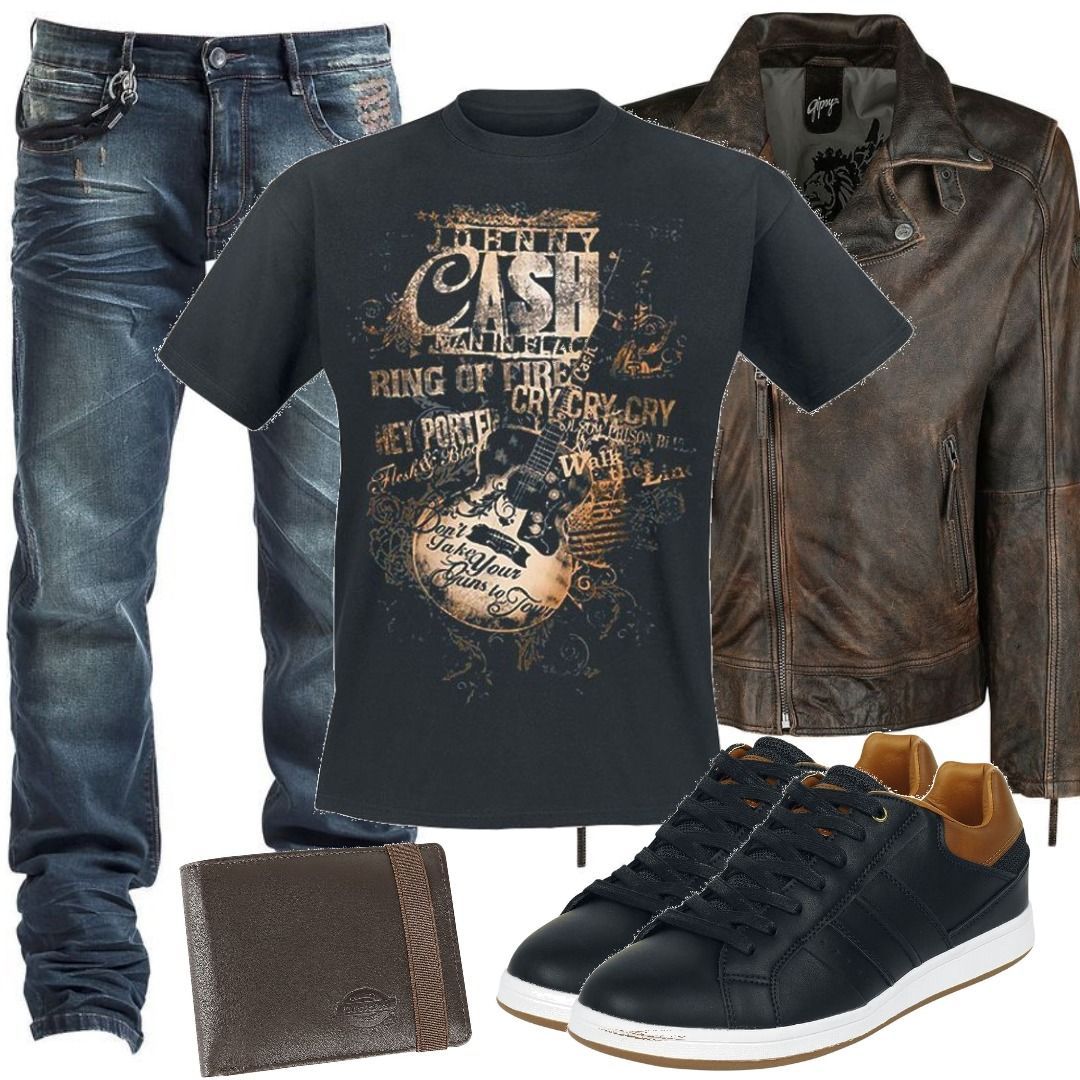 Johnny Cash - Lyrics - T-Shirt Outfit für Herrenoutfits zum Nachshoppen ...