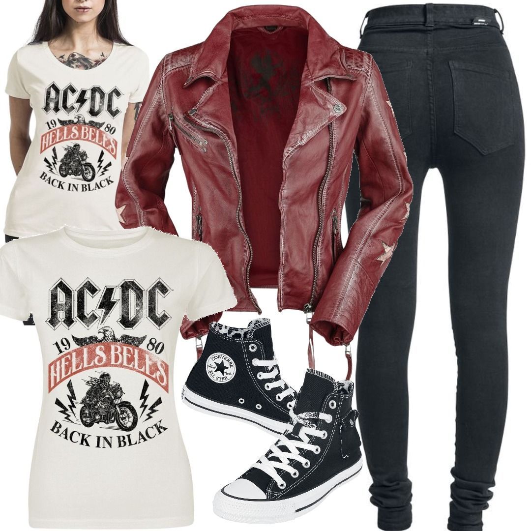 AC/DC Hells Bells 1980 T-Shirt Outfit für Damenoutfits zum Nachshoppen ...