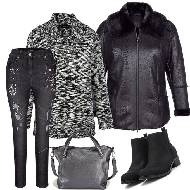 MIAMODA Plus Size Sweatshirt - Mit Blumen Applikationen